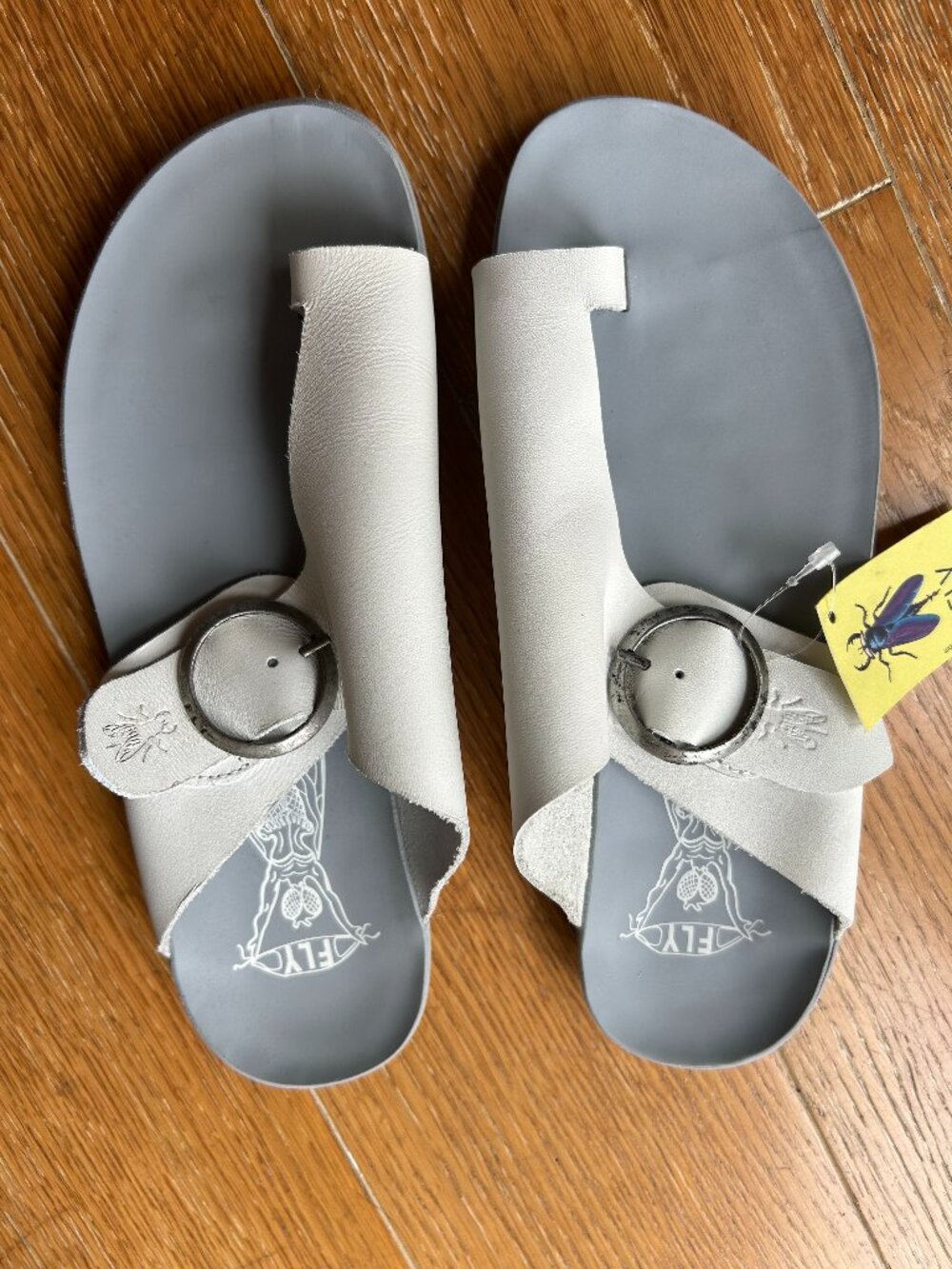 FLY London Womens slide in Off-White